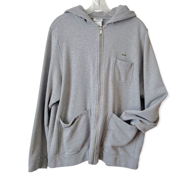 Lacoste Other - LACOSTE GRAY FULL ZIP CROC LOGO POCKET HOODIE JACKET